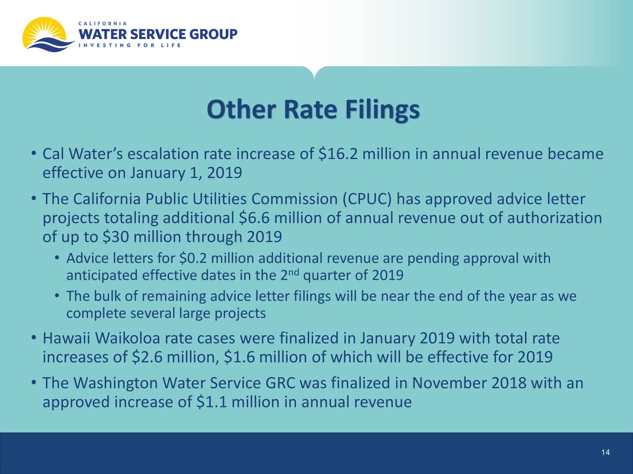 California Water Service Group 2018 Q4 Results Earnings Call Slides