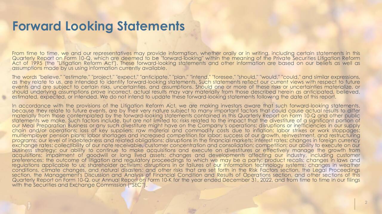 Forward Looking Statements