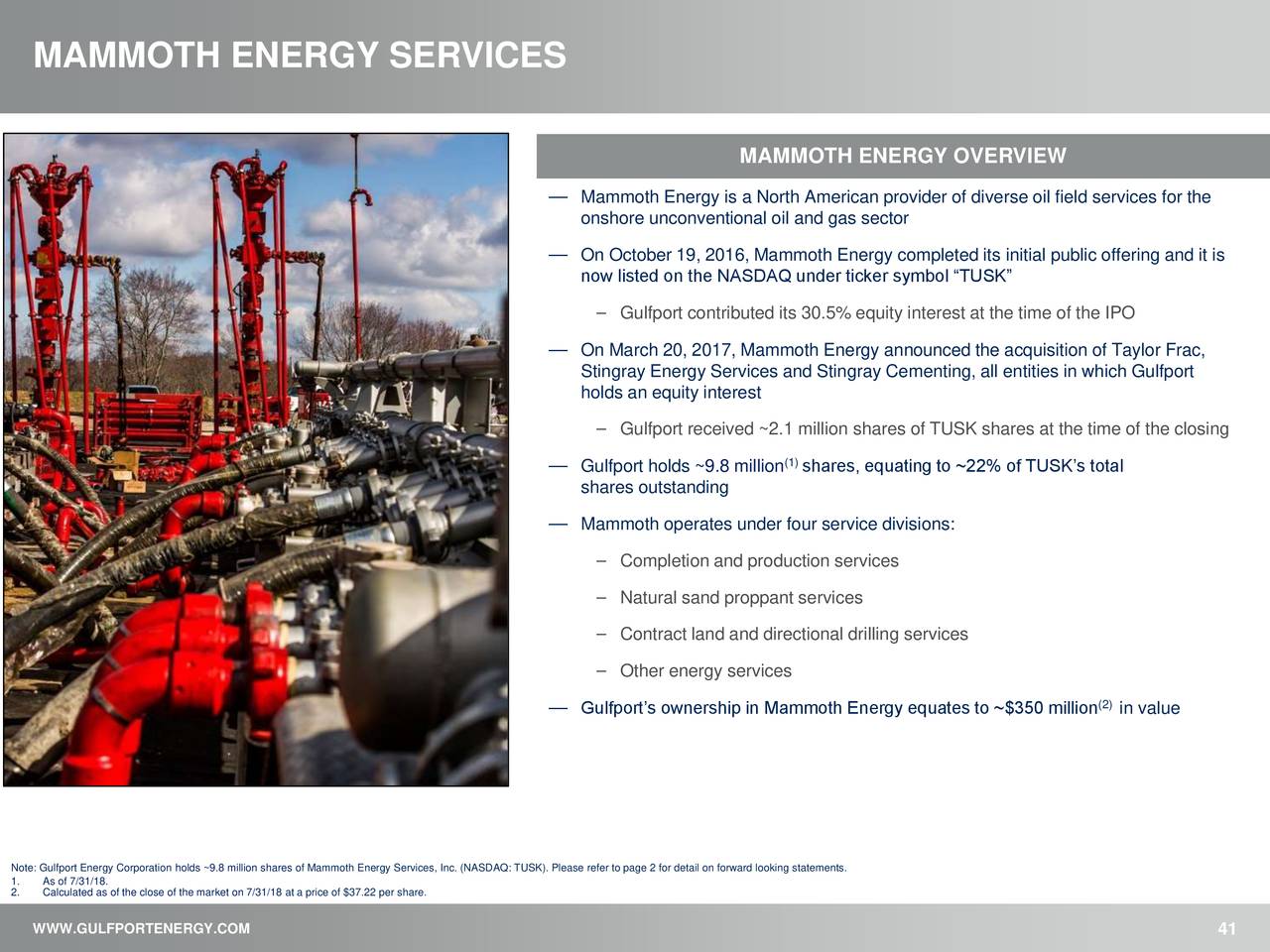 MAMMOTH ENERGY SERVICES