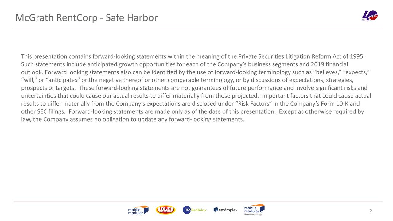 McGrath RentCorp 2019 Q2 Results Earnings Call Slides (NASDAQMGRC