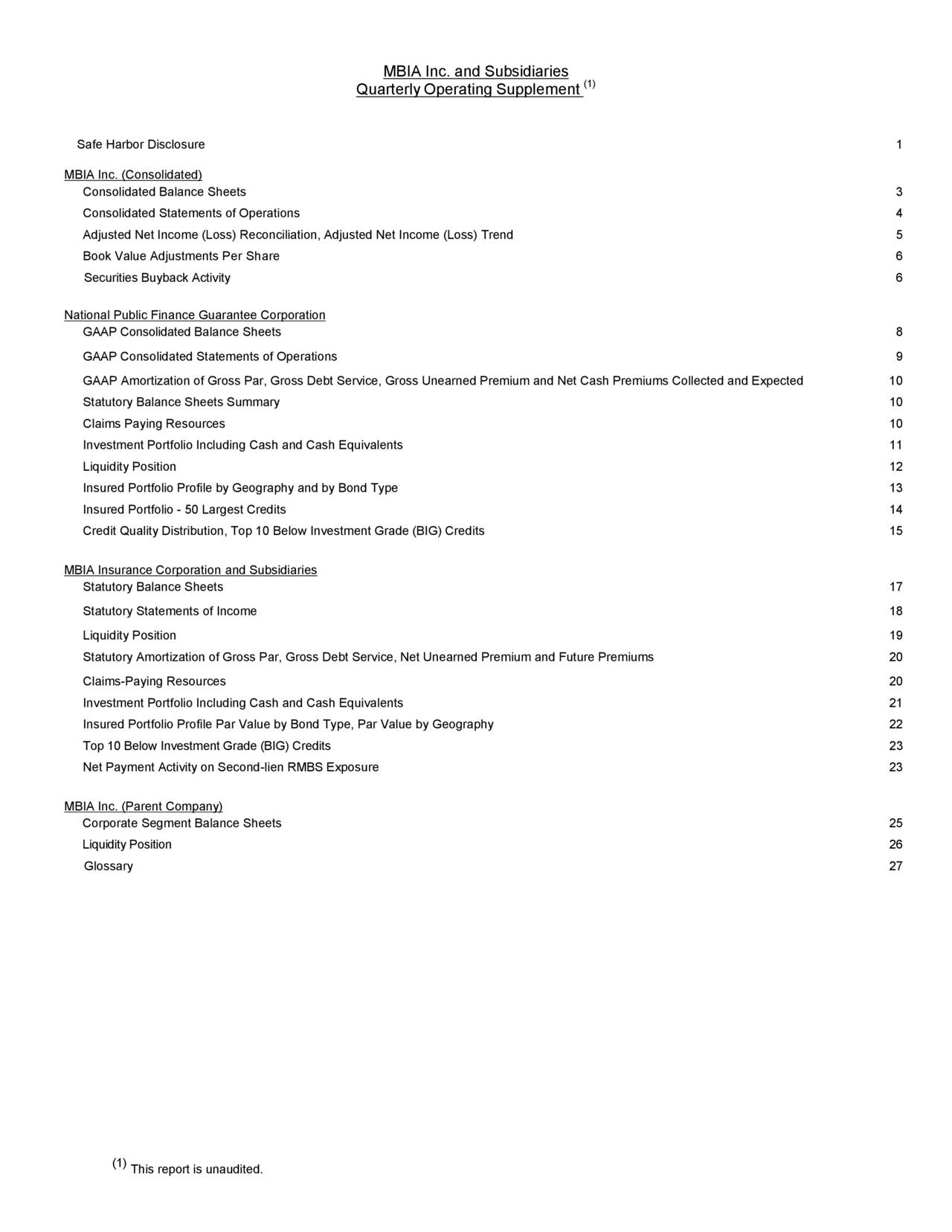 MBIA Inc. 2019 Q3 Results Earnings Call Presentation (NYSEMBI