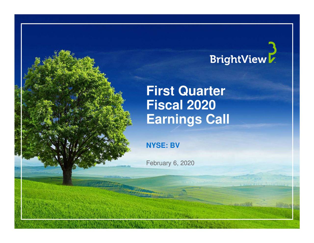 BrightView Holdings, Inc. 2020 Q1 - Results - Earnings Call ...