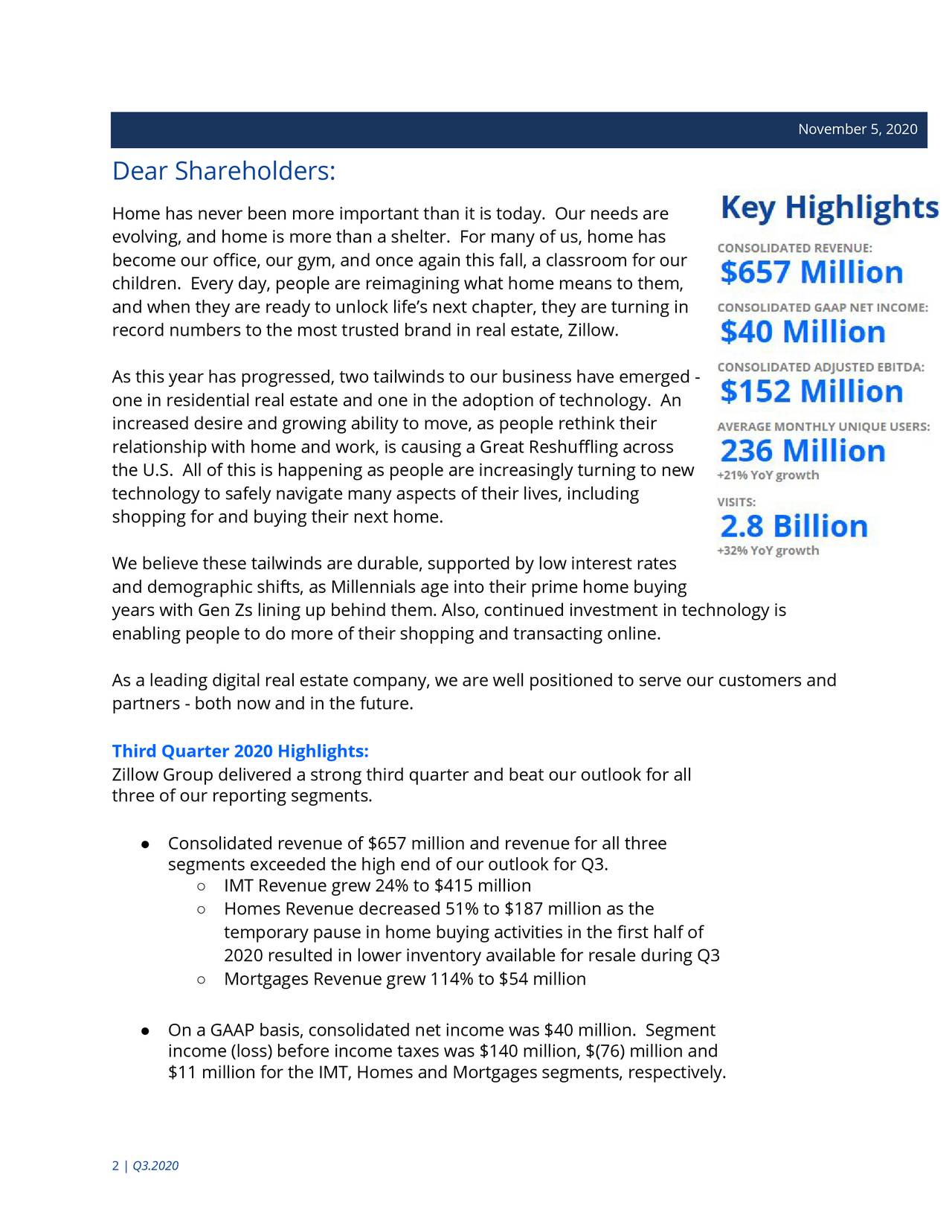 Zillow Group, Inc. 2020 Q3 Results Earnings Call Presentation