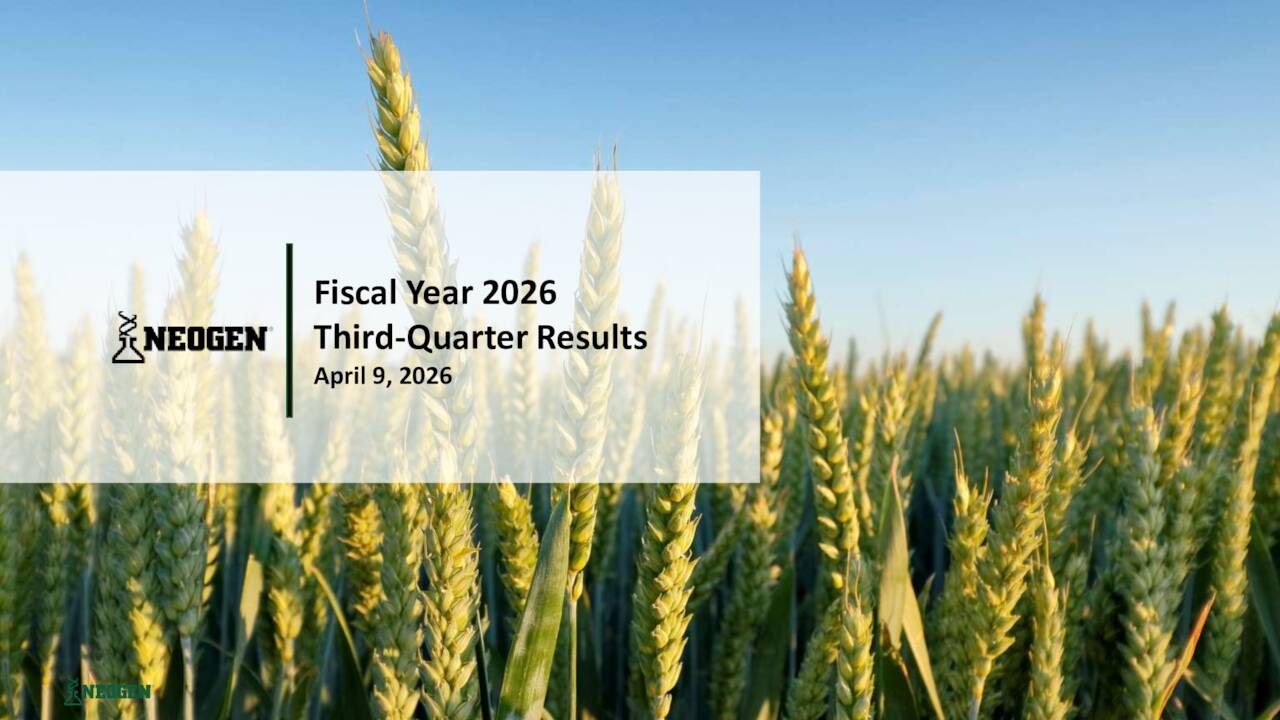 Neogen Corporation 2026 Q3 - Results - Earnings Call Presentation ...