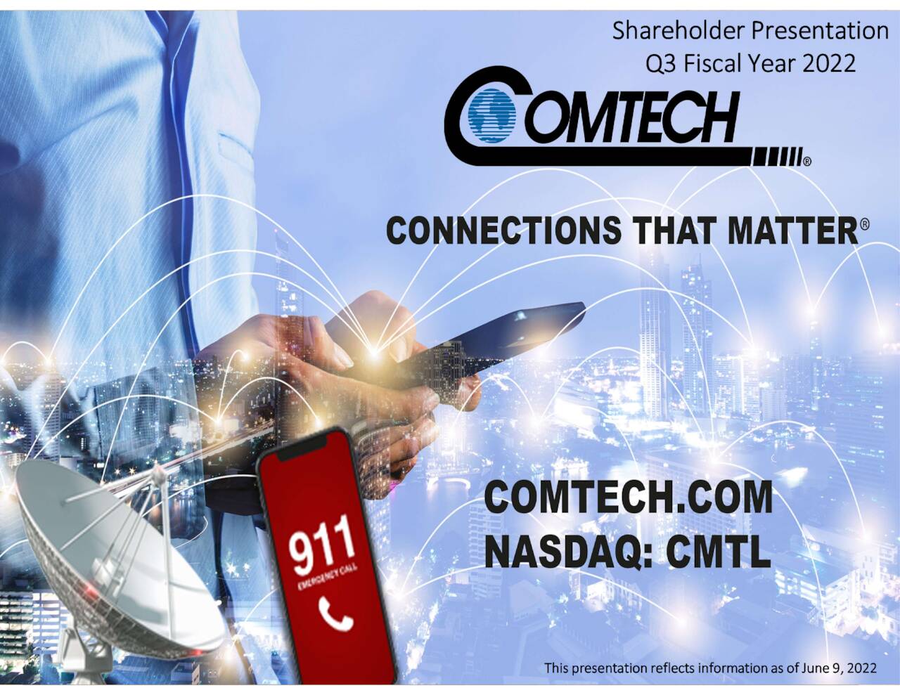 Comtech Telecommunications Corp 2022 Q3 Results Earnings Call Presentation Nasdaqcmtl 