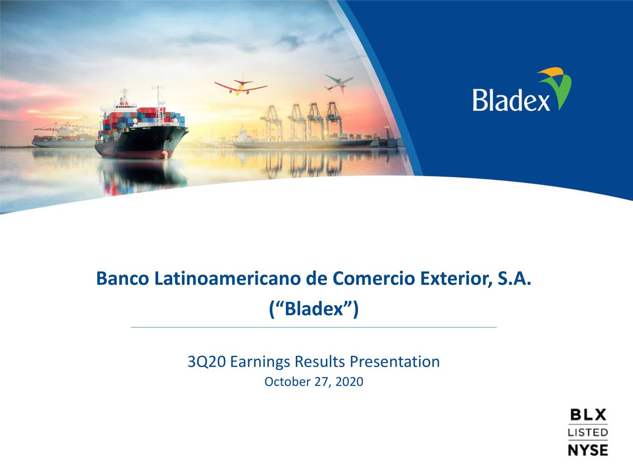 Banco Latinoamericano De Comercio Exterior, S.A 2020 Q3 - Results ...