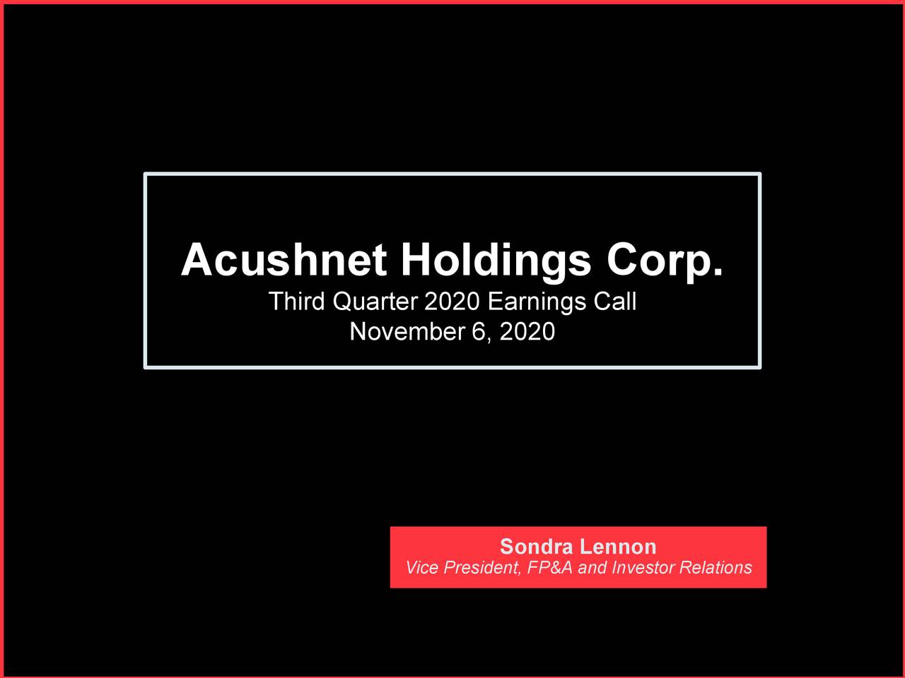 Holdings Corp. 2020 Q3 Results Earnings Call Presentation