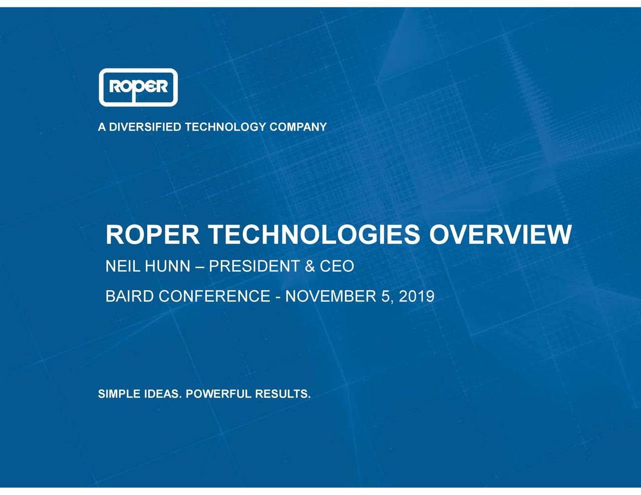 Roper Technologies (ROP) Presents At Baird Global Industrial Conference