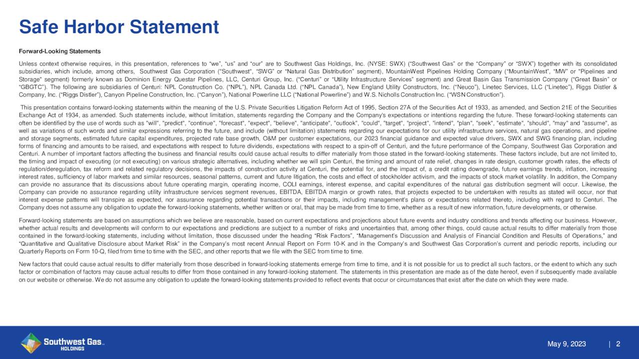 Safe Harbor Statement