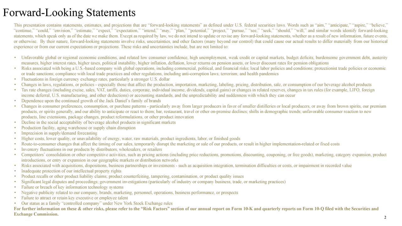 BrownForman Corporation 2018 Q3 Results Earnings Call Slides (NYSE