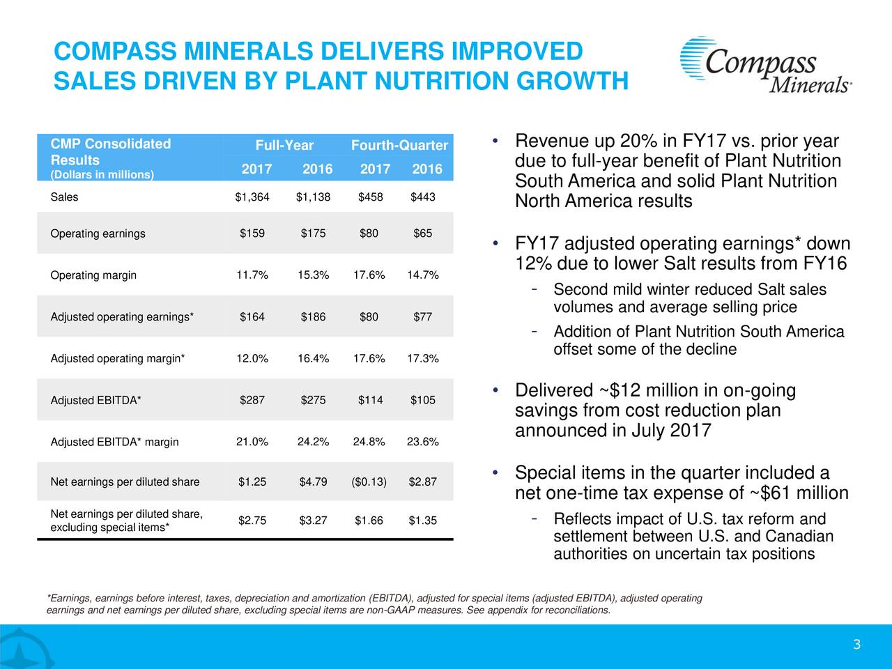 Compass Minerals International, Inc. 2017 Q4 Results Earnings Call