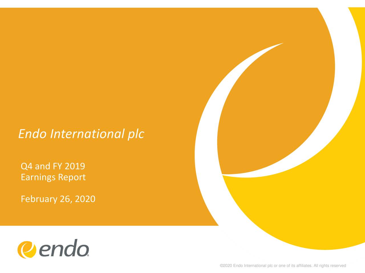 Endo International plc 2019 Q4 Results Earnings Call Presentation