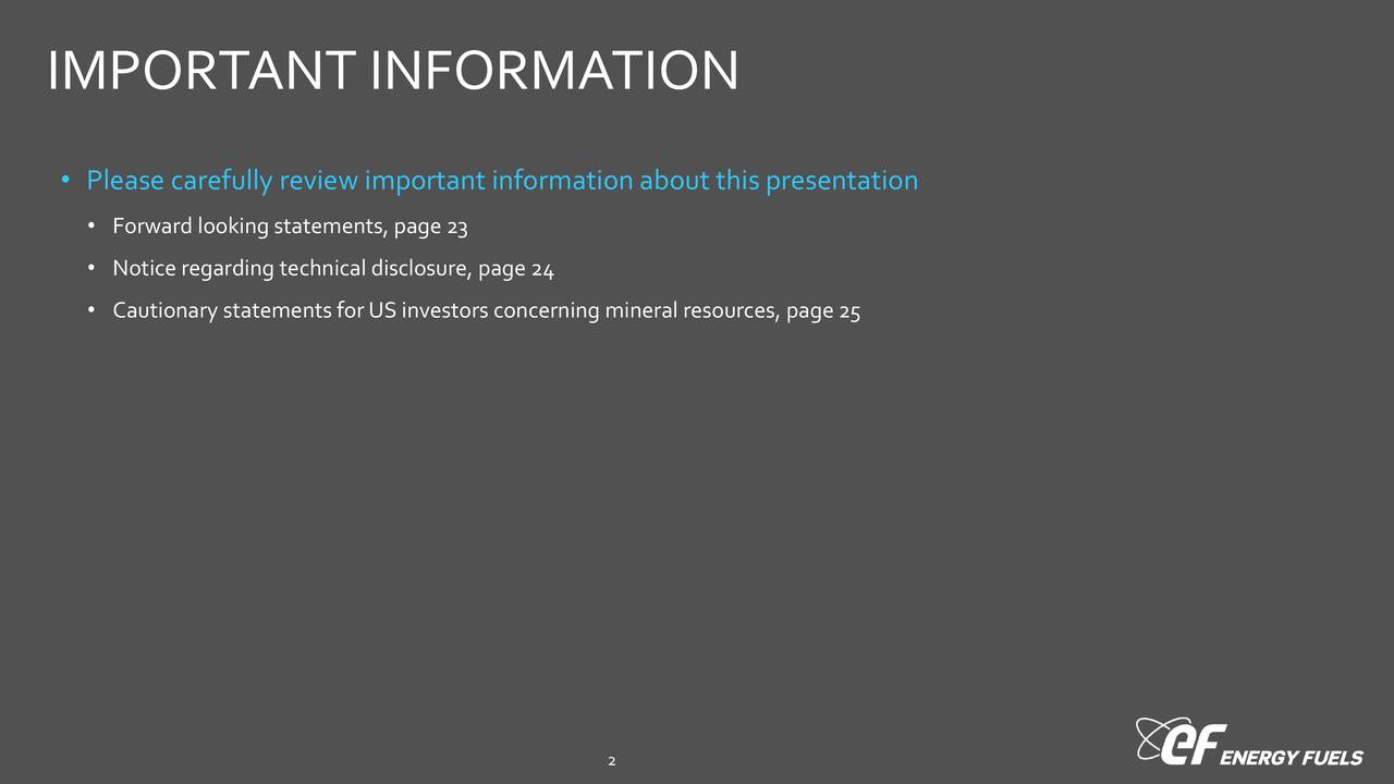 Energy Fuels (UUUU) Investor Presentation Slideshow (NYSEUUUU