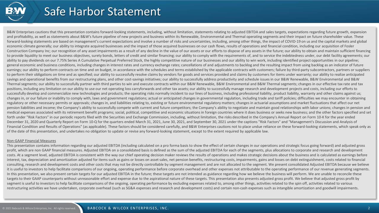 Babcock & Wilcox Enterprises, Inc. 2021 Q3 - Results - Earnings Call ...