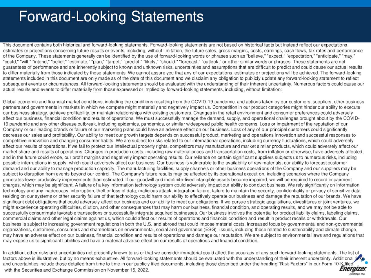Forward-Looking Statements