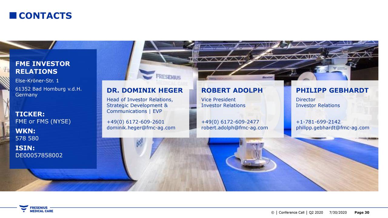Fresenius Medical Care AG & Co. KGaA 2020 Q2 Results Earnings Call Presentation (NYSEFMS