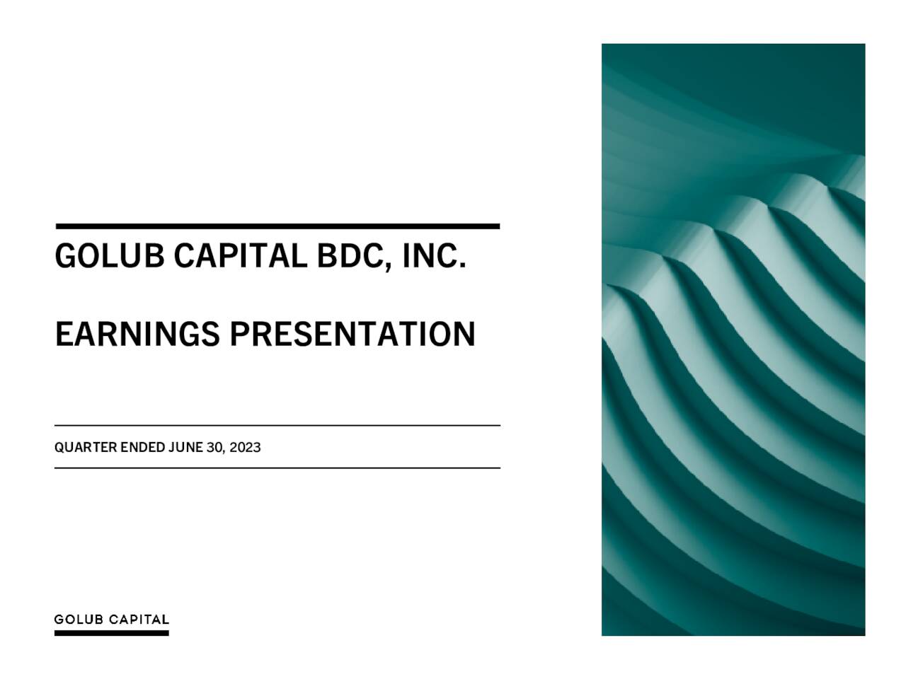 Golub Capital BDC 2023 Q3 - Results - Earnings Call Presentation ...