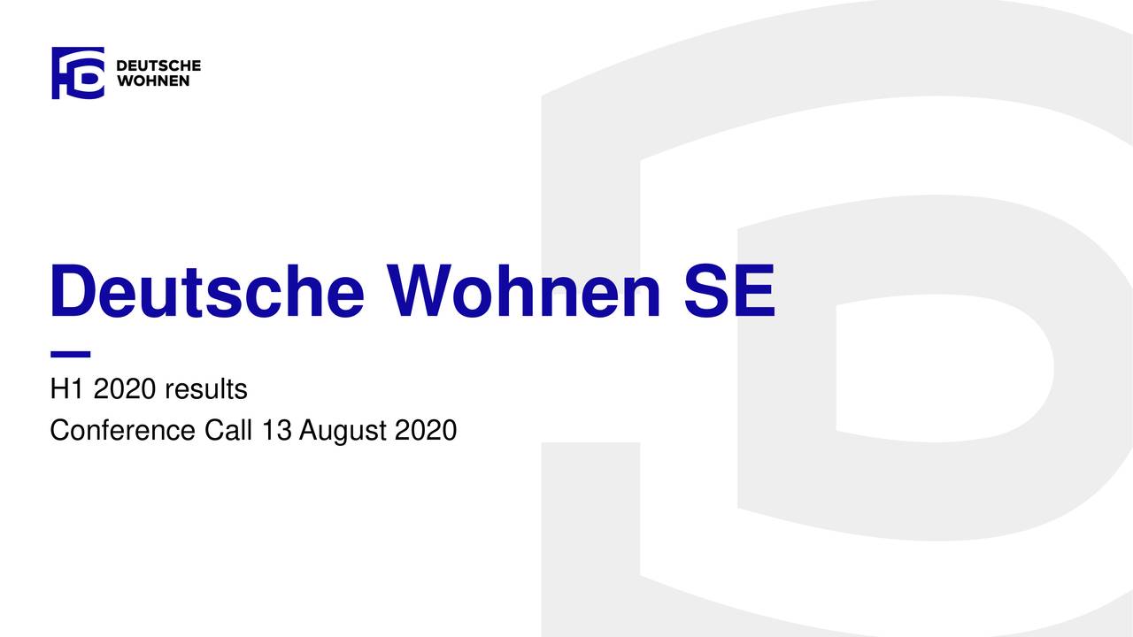 Deutsche Wohnen SE 2020 Q2 - Results - Earnings Call ...