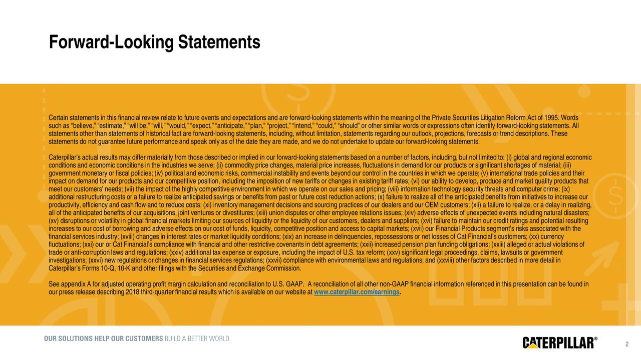 Caterpillar Inc. 2018 Q3 Results Earnings Call Slides (NYSECAT