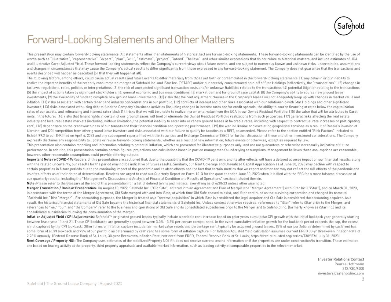 F   orward              -LookingStat                          ementsandOtherMatters