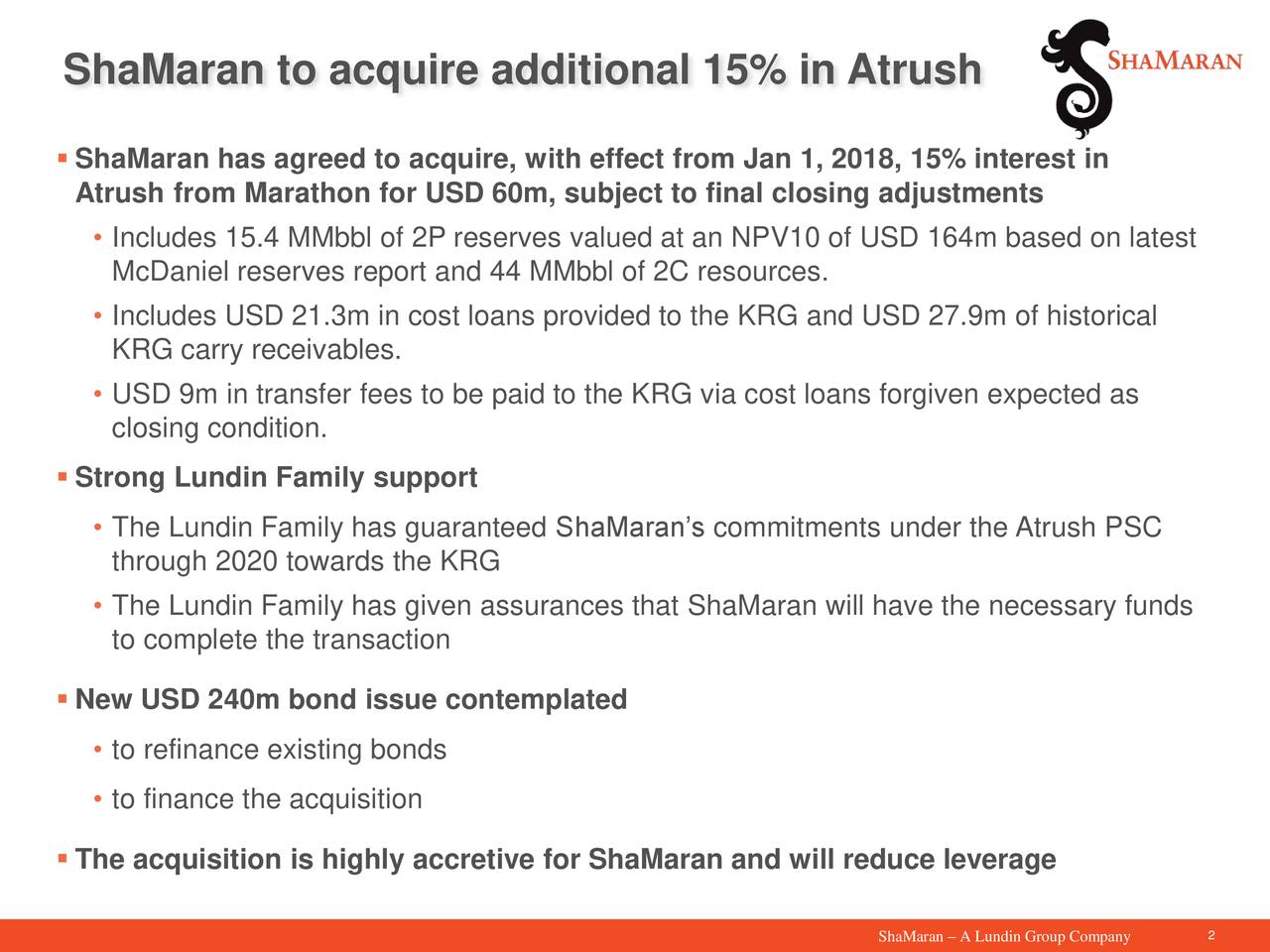 ShaMaran Petroleum (SHASF) Investor Presentation - Slideshow (OTCMKTS ...