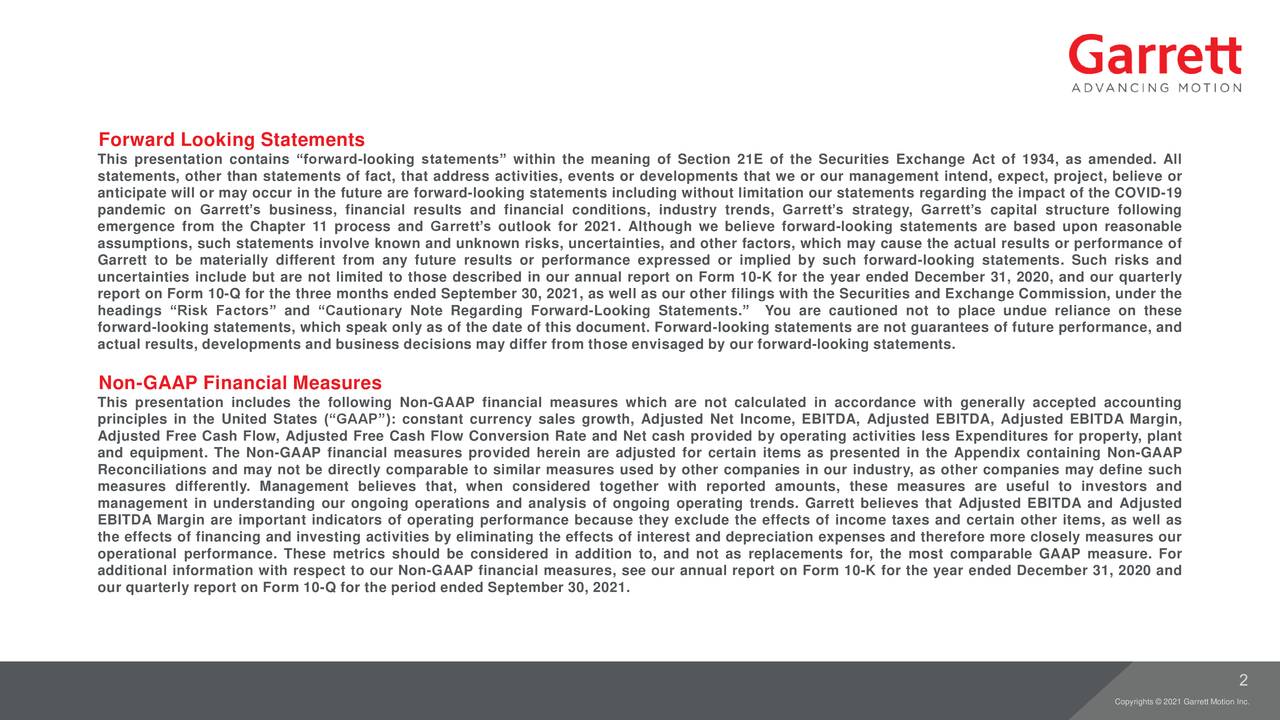 Garrett Motion Inc. 2021 Q3 Results Earnings Call Presentation