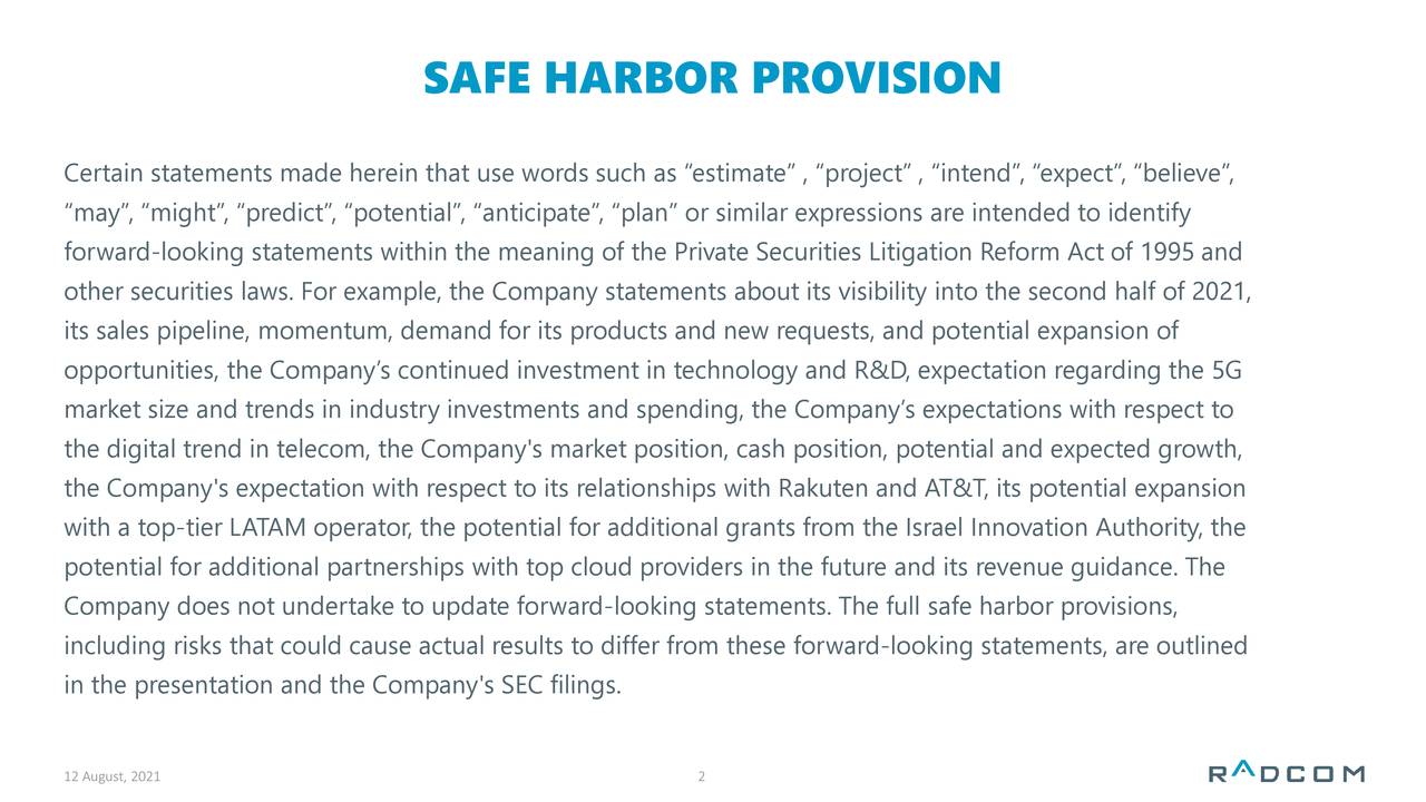 Ltd. 2021 Q2 Results Earnings Call Presentation (NASDAQRDCM