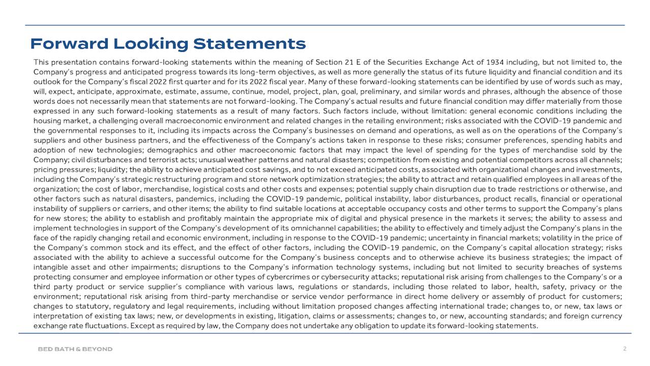 Bed Bath & Beyond Inc. 2021 Q4 Results Earnings Call Presentation