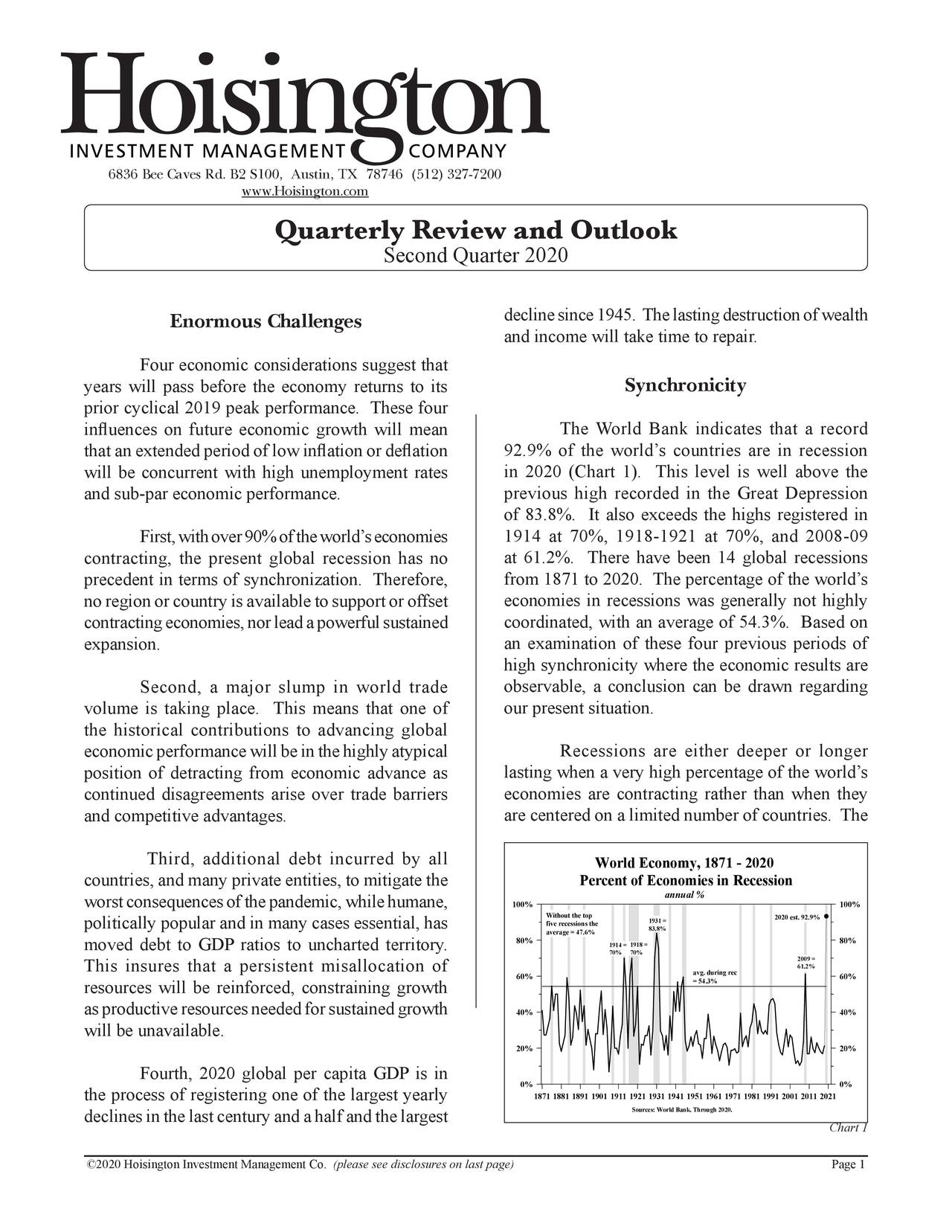 Hoisington Investment Management Q2 2020 Investor Letter Seeking Alpha