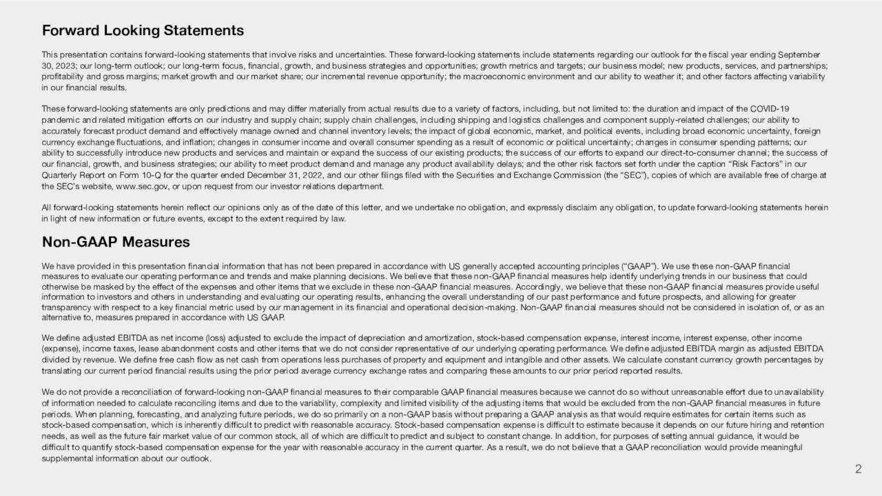 Forward Looking Statements