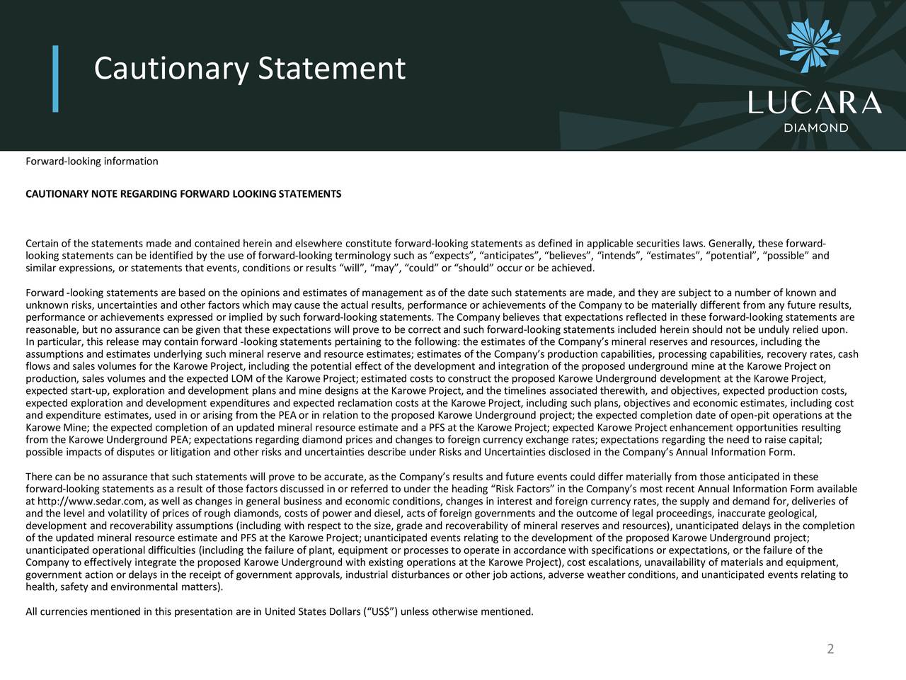 Lucara Diamond (LUCRF) Mineral Resource Update Slideshow (OTCMKTS