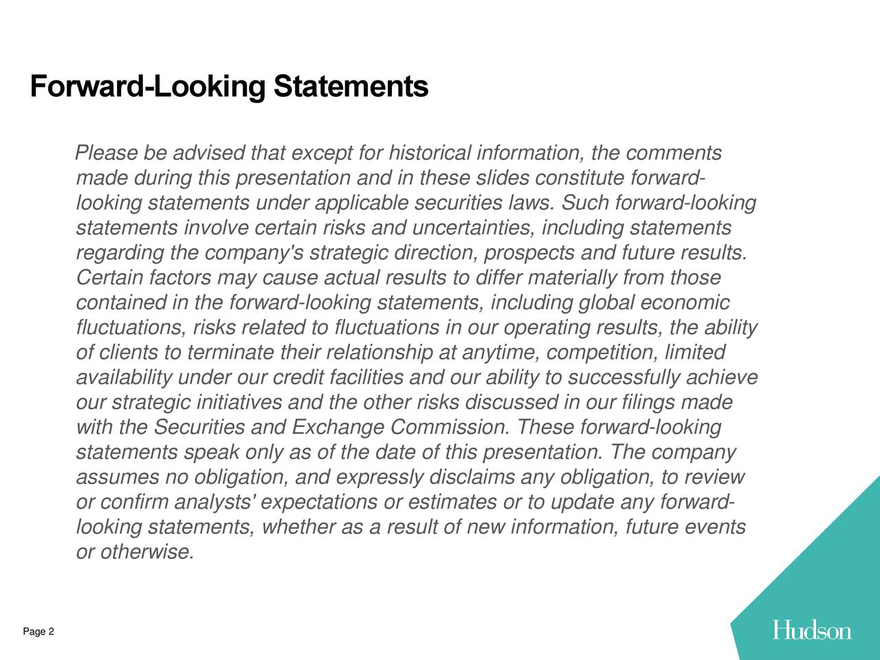 Forward-Looking Statements