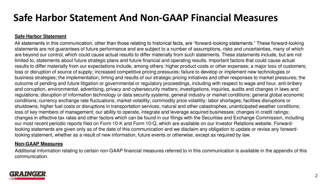 Safe Harbor Statement And Non-GAAP Financial Measures