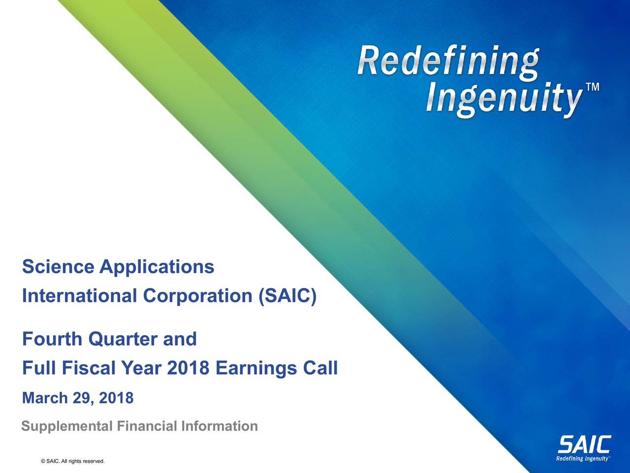 Science Applications International Corporation 2017 Q4 Results