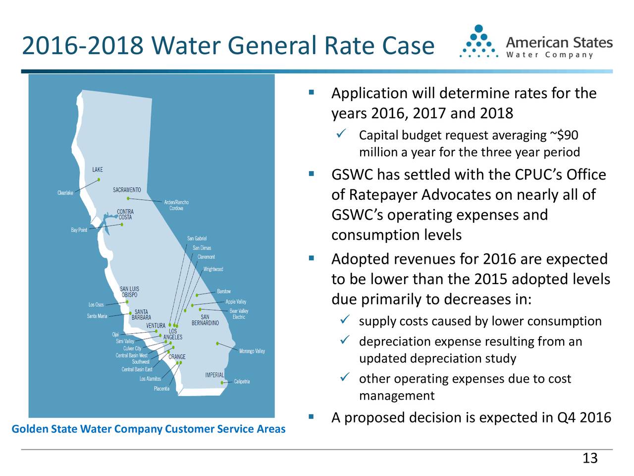 American States Water Co. 2016 Q3 Results Earnings Call Slides
