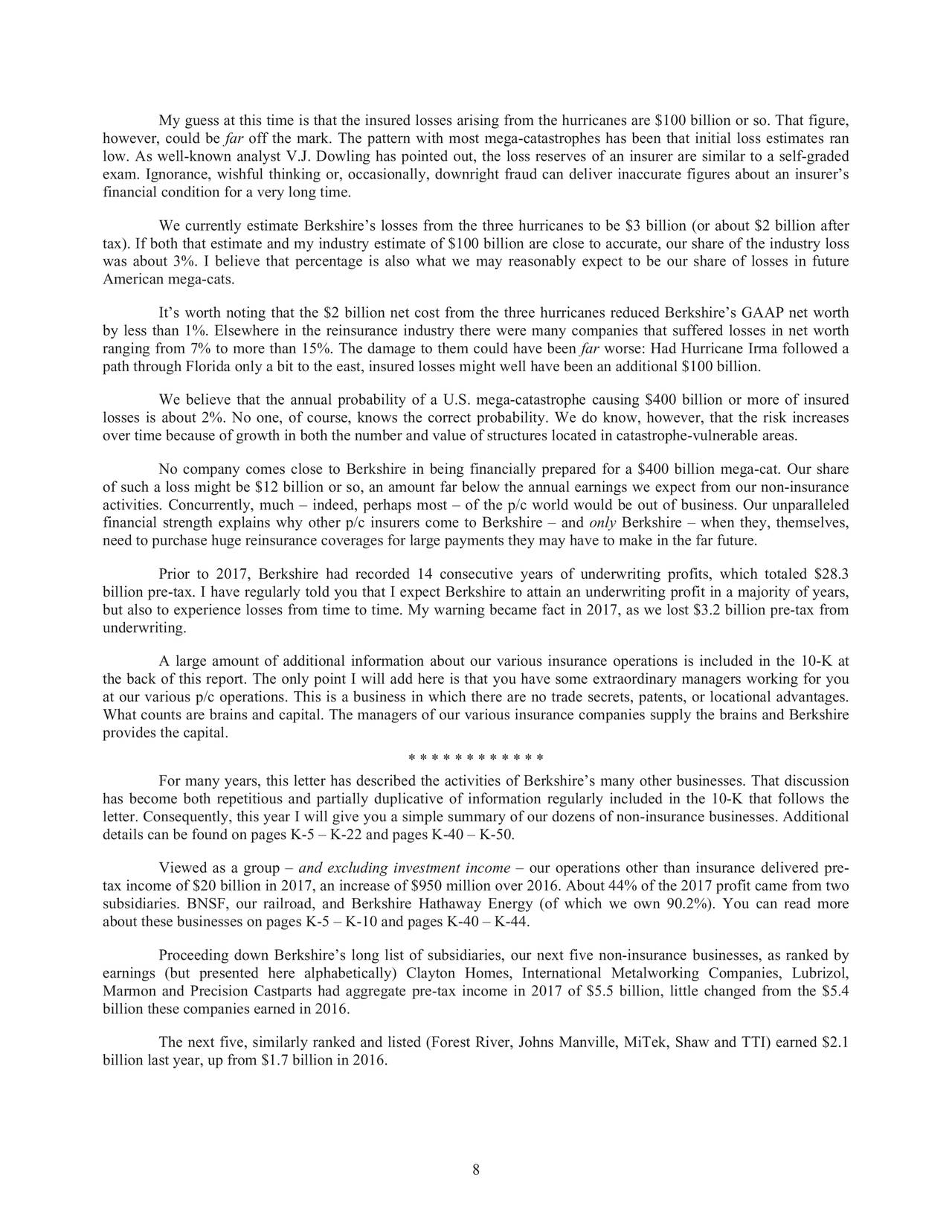 Berkshire Hathaway 2017 Annual Letter - Berkshire Hathaway A (Nyse