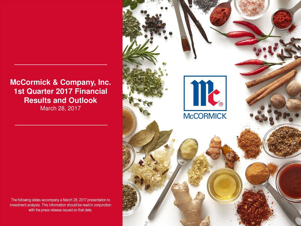 McCormick & Company, Inc. 2017 Q1 - Results - Earnings Call Slides ...