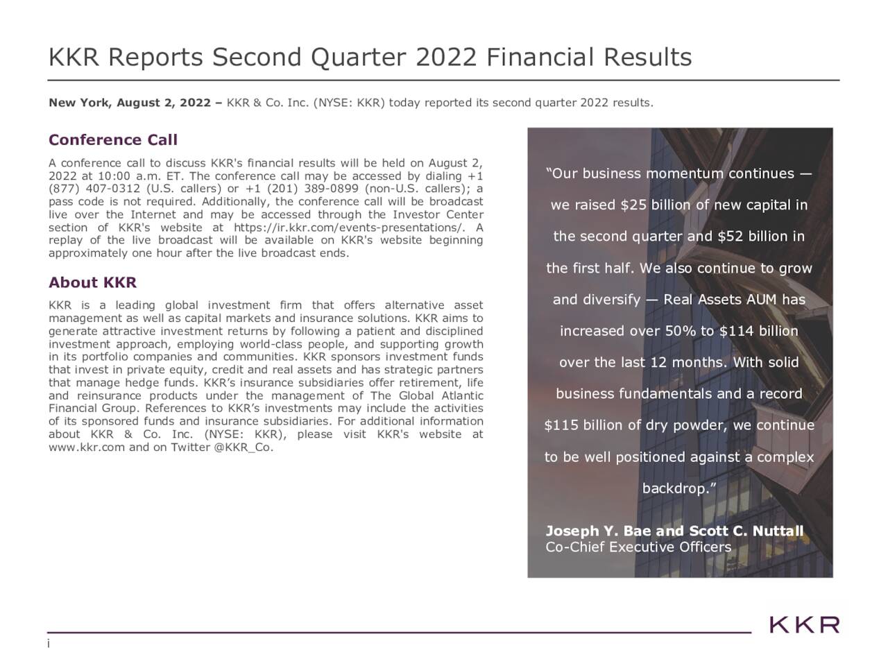 KKR & Co. Inc. 2022 Q2 Results Earnings Call Presentation (NYSEKKR