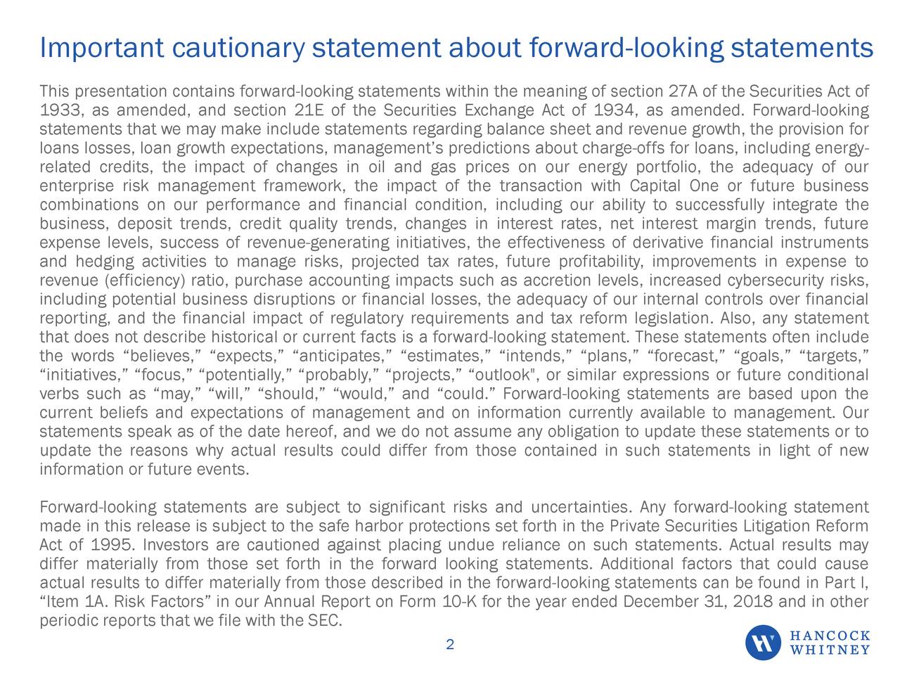 Hancock Whitney Corporation 2019 Q1 Results Earnings Call Slides (NASDAQHWC) Seeking Alpha