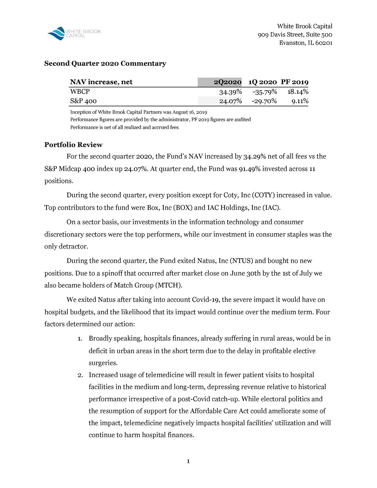 White Brook Capital LLC Q2 2020 Commentary Seeking Alpha