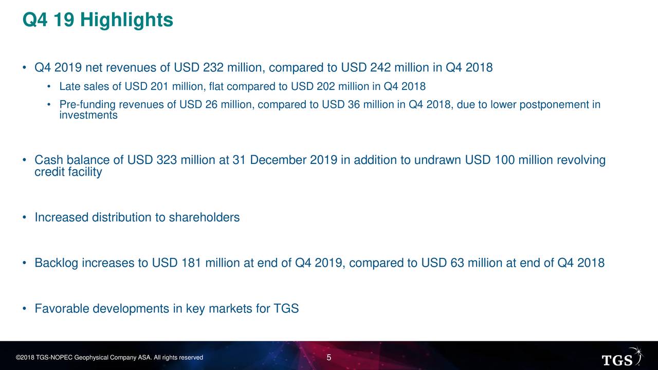 TGSNOPEC Geophysical Company ASA 2019 Q4 Results Earnings Call