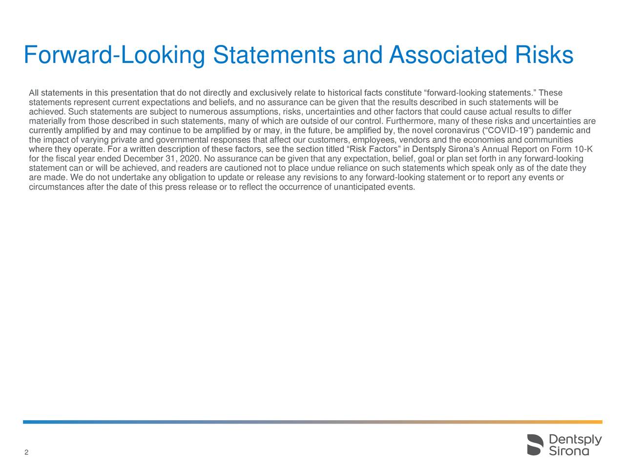 Forward-Looking Statements and Associated Risks
