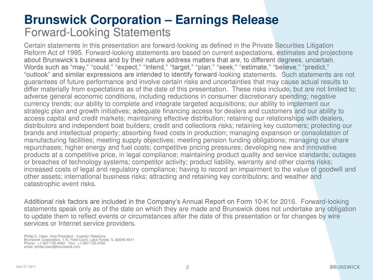 Brunswick Corporation 2017 Q1 - Results - Earnings Call Slides (NYSE:BC ...