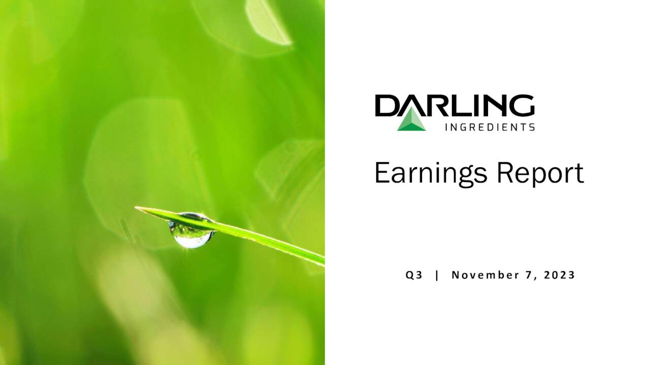 Darling Ingredients Inc. 2023 Q3 Results Earnings Call Presentation