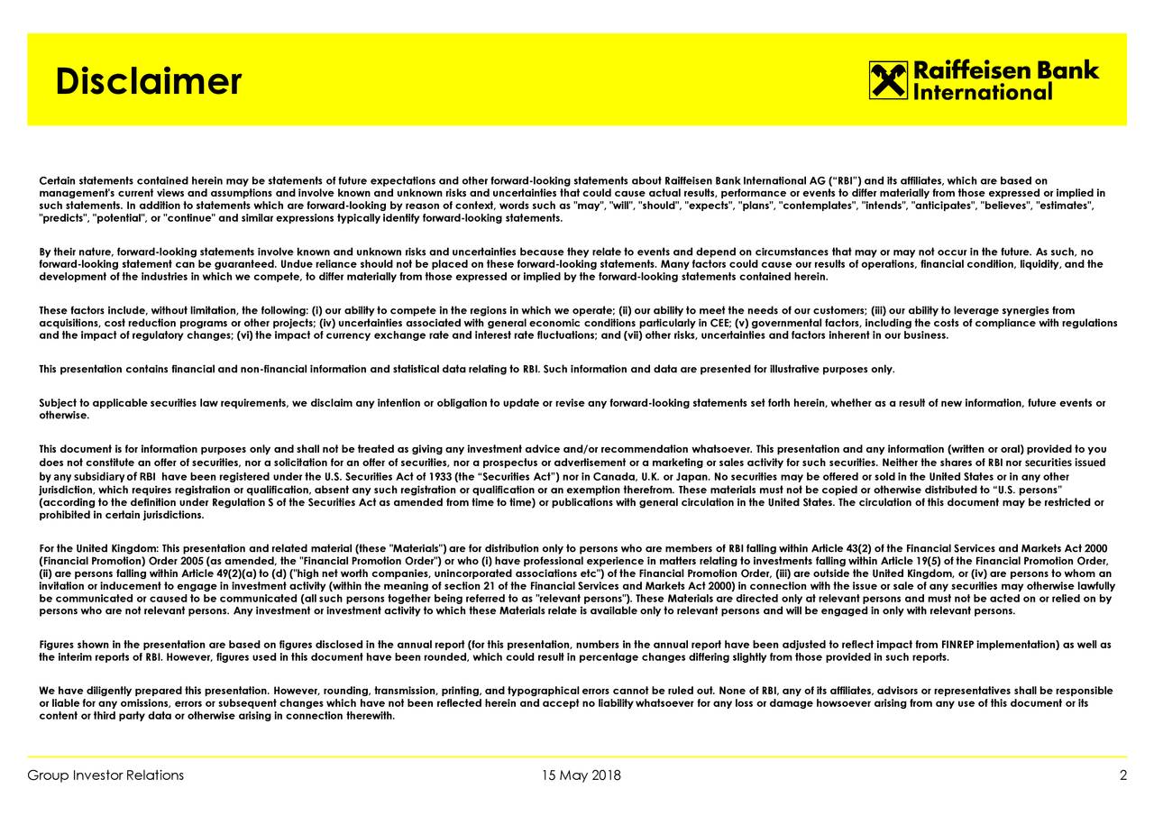 Raiffeisen Bank International Ag 2018 Q1 Results Earnings Call