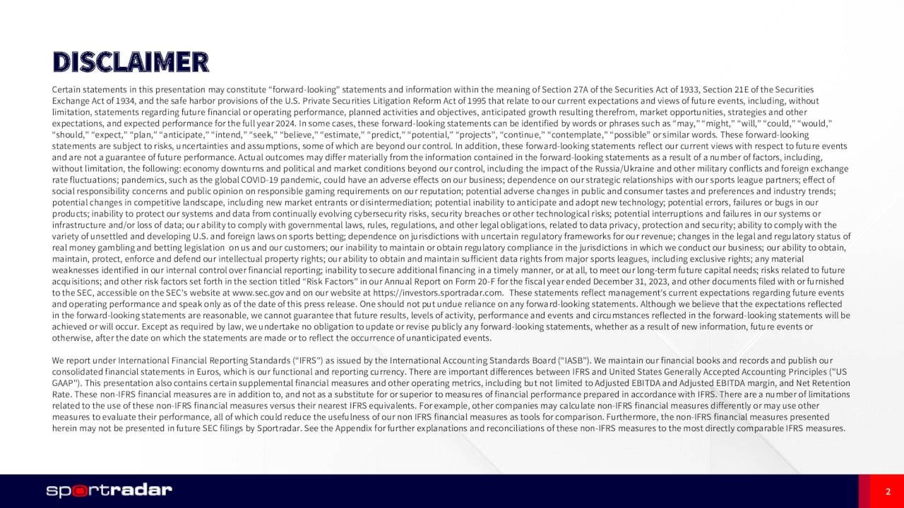 Sportradar Group AG 2024 Q1 Results Earnings Call Presentation