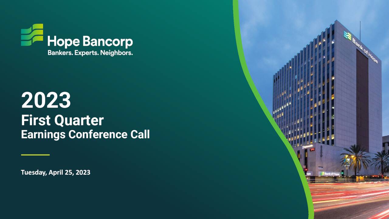 Hope Bancorp, Inc. 2023 Q1 Results Earnings Call Presentation