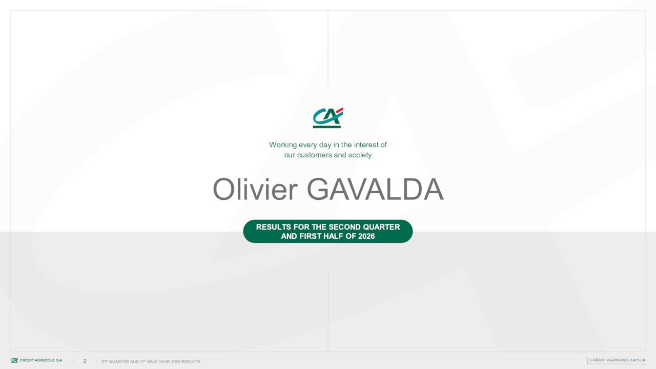 Crédit Agricole S.A. 2026 Q2 - Results - Earnings Call Presentation ...