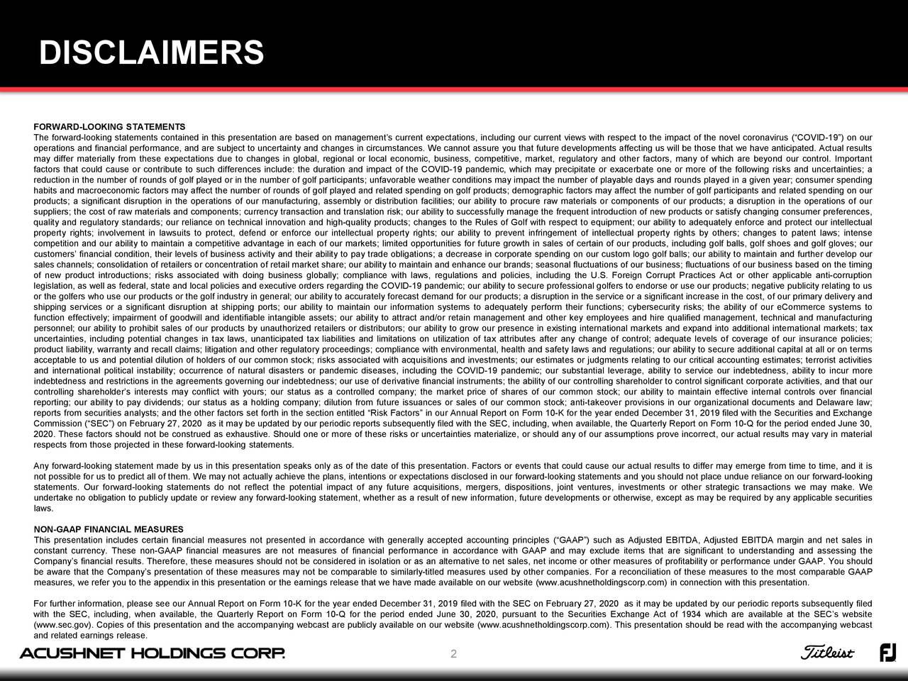 Holdings Corp. 2020 Q2 Results Earnings Call Presentation