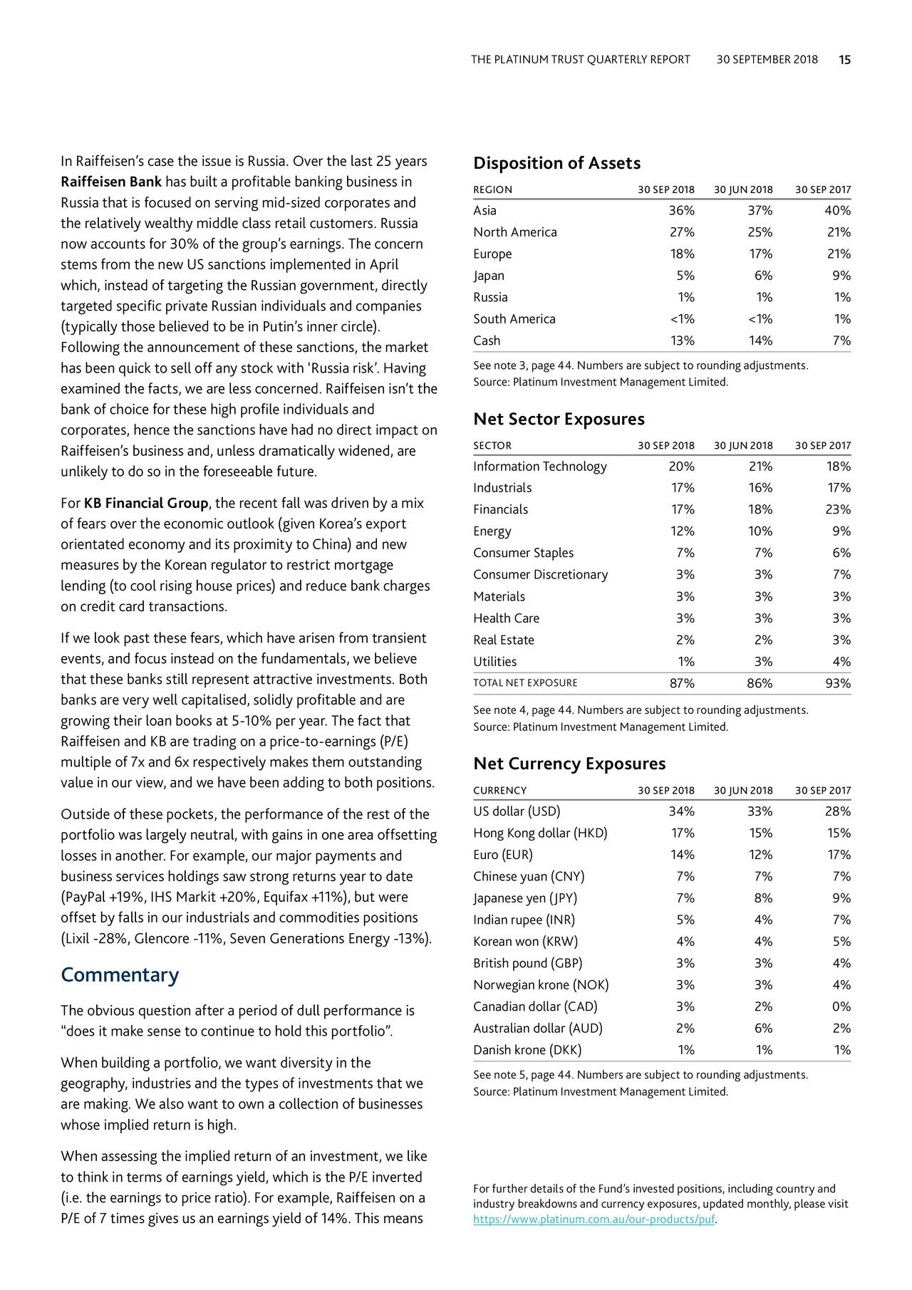 Platinum Asset Management Quarterly Report September 30